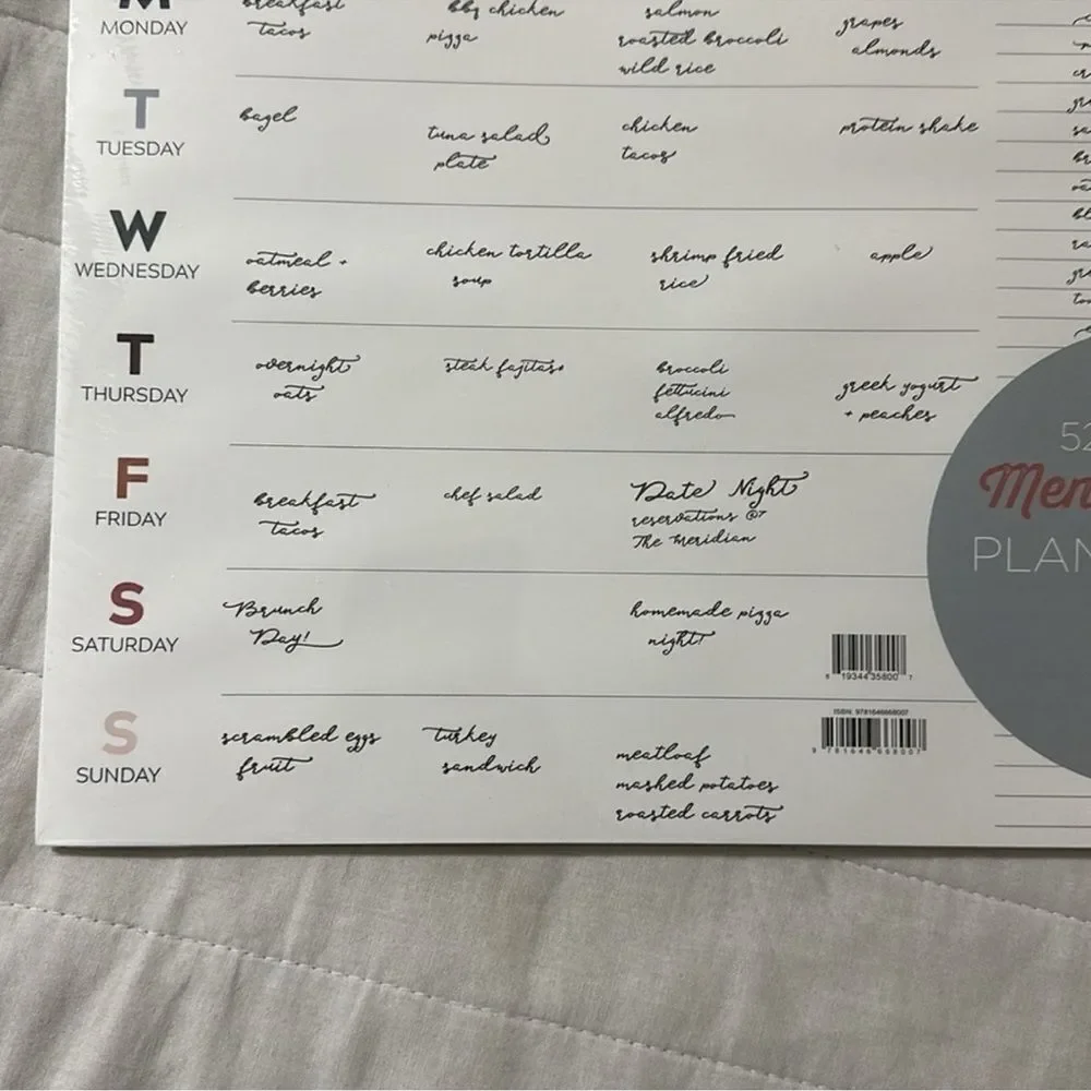 TF 52 Sheets Menu & Meals Calendar Planning Pad